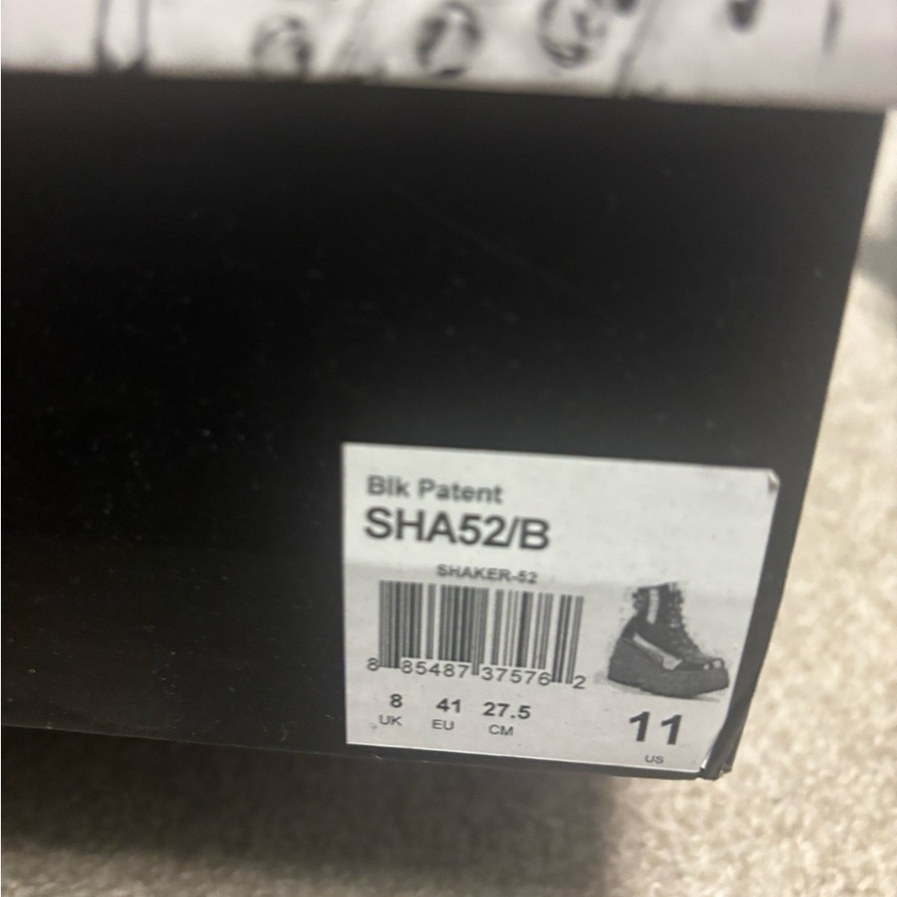 Demonia Shaker 52 Black Pstent Platform Ankle Boots. Vegan. Womens size 10 - Picture 11 of 11
